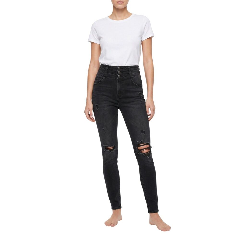 Refuge Black Distressed Skinny Jeans Size 4
